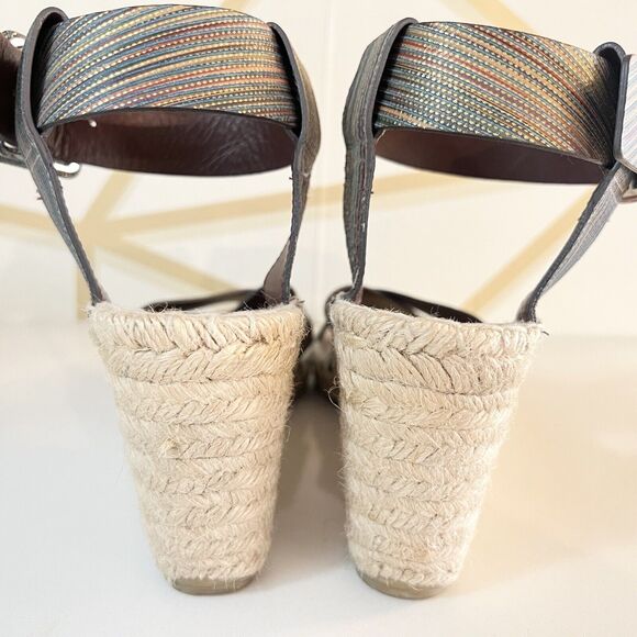 Vince Stefania Multicolor Espadrille Multi Stripe Wedge Heels Sandals Size 8 EUC - Picture 6 of 11